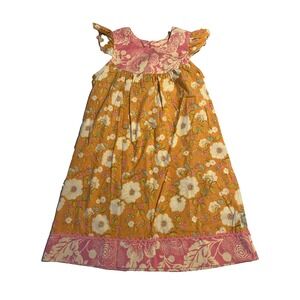 Swanky Baby Vintage Floral Orange Pink Flutter Chasing Fireflies Dress 10